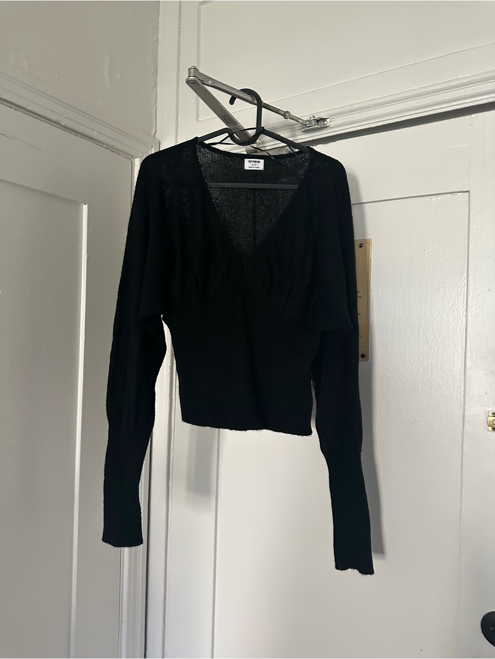 Cotton On Black V-Neck Long Sleeve Women's Top